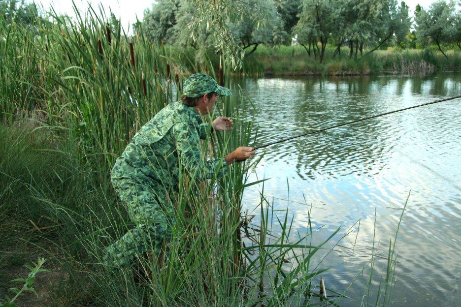 Fisherman casting a line