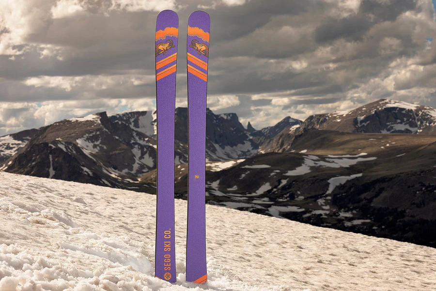 Pair of Sego Skis on a slope